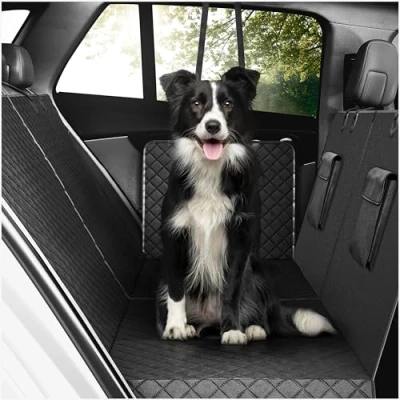 Afbeelding van Achterbankhoes voor honden en zijdelingse bescherming, 2 draagtassen, deelbaar hondenkussen, waterdicht, wasbaar, zachte antislip autohoes riemgat