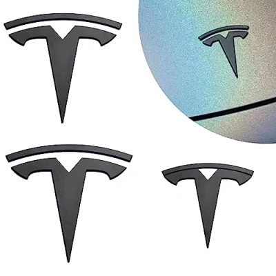 Afbeelding van Auto Label Set Model Y: 3 Stuks Logo Embleem Mat Zwart Accessoires Voor/Achter/Stuurwiel
