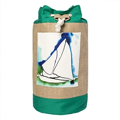 Afbeelding van Anemoss Sailboat Plunjezak Jute Tas Strandtas Riet Strandtassen Dames