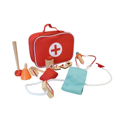 Afbeelding van Houten doktersset Dokterset speelgoed dokterskoffer Met accessoires