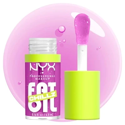 Afbeelding van NYX Professional Make Up Fat Oil Chillz Lip Drip Lipgloss Tot 12 uur hydratatie Met keizersbes en framboosolie Strawberry Slush