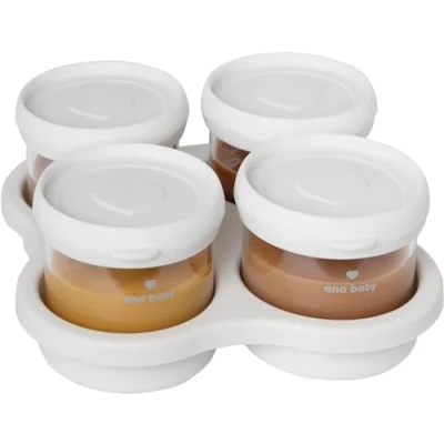Afbeelding van Set van 4 luchtdichte glazen containers hoogwaardig glas met siliconen deksel om te spenen, vaatwasmachinebestendig, vriezer en ovenbestendig, 120 ml