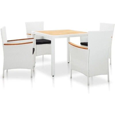 Afbeelding van 5 delige Tuinset poly rattan wit