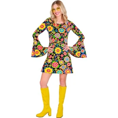 Afbeelding van Widmann Hippie Kostuum So Into The 60s Jurk Flower Love Vrouw Multicolor XL Carnavalskleding Verkleedkleding
