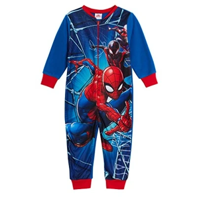 Afbeelding van Marvel Spiderman Overall, pyjama, onesie, fleece, voor jongens of meisjes, maat 2 10 jaar, Blauw
