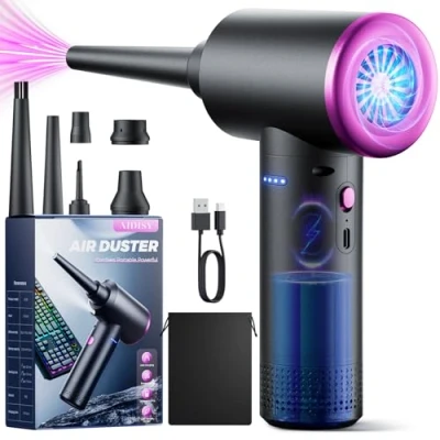 Afbeelding van Stofblazer elektrische perslucht 100.000 rpm persluchtspray PC reiniging met 9000 mAh batterij, stofzuiger 3 snelheden toetsenbordreinigingsset LED licht