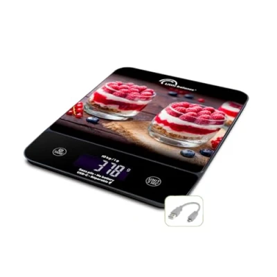 Afbeelding van LITTLE BALANCE 8846 Happy Genius 10 Cheesecake, keukenweegschaal zonder batterij, oplaadbaar, USB C, herbruikbaar, kg, cheesecake