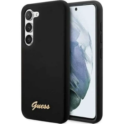 Afbeelding van Guess Hoesje Siliconen Hard Case Gold Logo Zwart Geschikt voor Samsung Galaxy S23