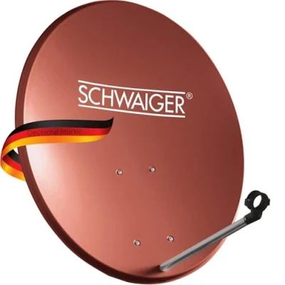 Afbeelding van SCHWAIGER 142 satellietschotel 55 cm Satellietantenne met LNB steunarm en maststeun geïntegreerde kabelgeleider Stalen x 62 baksteenrood