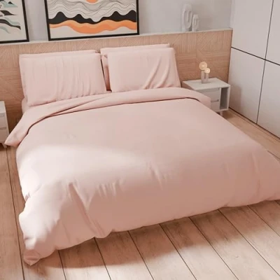 Afbeelding van PETTI Artigiani Italiani Maxi beddengoed voor eenpersoonsbed 220 x 155 cm (1 kussensloop 80 inbegrepen), zachte microvezel effen kleur licht poeder