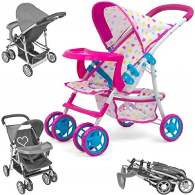 Afbeelding van Milly Mally Poppenwagen Kate Candy Meisjes 54 Cm Roze/blauw