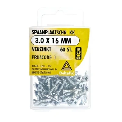 Afbeelding van Spaanplaatschroeven Platkop Pozidriv Verzinkt 3.0x16mm