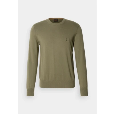 Afbeelding van BOSS heren Kanovano fijngebreide pullover in kasjmierblend met logo de kleur Legergroen, maat: L