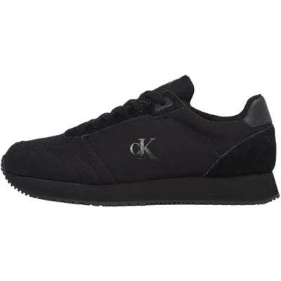 Afbeelding van Calvin Klein Jeans Runner Laceup Sneakers laag, Heren, Maat: 45, Triple black Leer en textiel