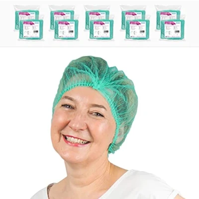 Image de ARNOMED charlotte cheveux jetable, jetable vert, aliemntaire 500 pièces, 52 cm, charlottes jetables cheveuxs pour la cuisine ou le dentiste, bonnnet hommes/femmes