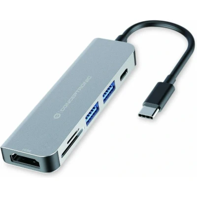 Afbeelding van USB Hub Conceptronic Grey 6 in 1