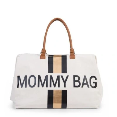 Image de CHILDHOME Mommy Bag Sac A Langer Ecru Rayures Noir et Or