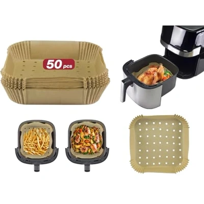 Afbeelding van BEPER C103ACC003 bakpapier voor friteuse, 50 stuks, 20 x cm, vierkant, anti aanbaklaag, biologisch afbreekbaar
