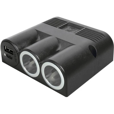 Afbeelding van ProCar 67344501 Opbouwdriedubbele stekkerdoos met Power USB C/A dubbele 12 of 24 V=