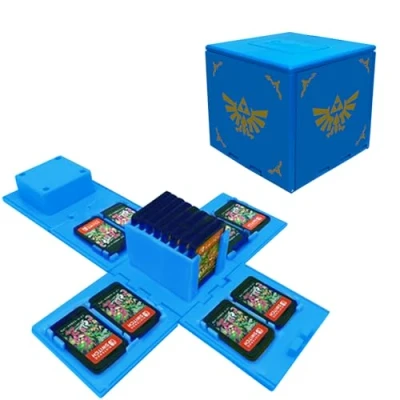 Afbeelding van Hoes compatibel met Nintendo Switch, geschikt voor maximaal 16 Switch games, opbergsysteem speelkaarten, harde reisbox vakken (blauw)