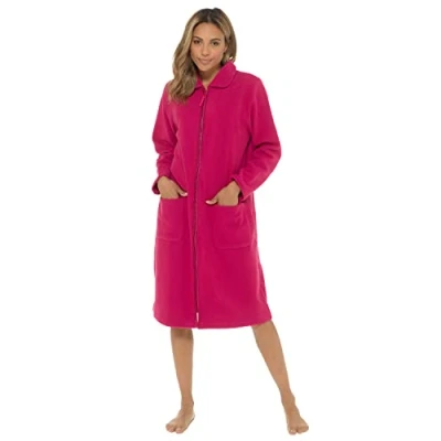Afbeelding van Undercover Jurk met ritssluiting van zacht pluche, satijnen afwerking, roze, paars, blauw, Bordeaux (kraag)