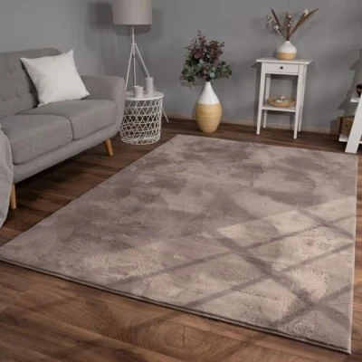 Afbeelding van TT Home Shaggy Tapijt, hoogpolig, pluche, effen, modern, kleur: beige taupe, afmetingen: 160 x 230 cm