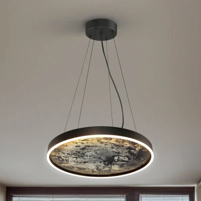 Afbeelding van Stone LED hanglamp, Ø 60 cm, CCT, zwart, metaal, acryl
