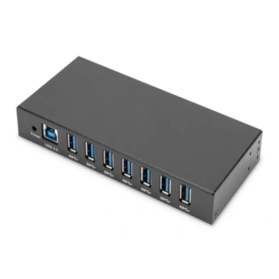 Image de DIGITUS Concentrateur (hub) ligne industrielle 7 x SuperSpeed USB 3.0 de bureau, Montage sur rail DIN, fixation murale