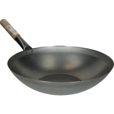 Afbeelding van Wok platte bodem met houten handvat ø 33 cm