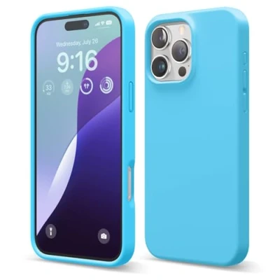 Afbeelding van elago Compatibel met iPhone 16 Pro Max hoesje, hoogwaardige vloeibare siliconen hoes, volledige beschermhoes, schokbestendig, slanke telefoonhoes