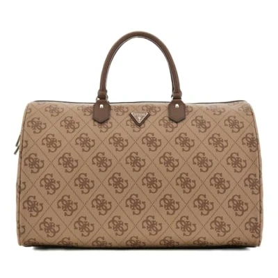 Afbeelding van GUESS Reistas Schoudertas met laptopvak Weekender Duffel Bag Latte Logo / Brown Lichtbruin