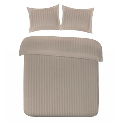 Afbeelding van Papillon Uni Satijn Streep dekbedovertrek lits jumeaux 240 x 200/220 Zand