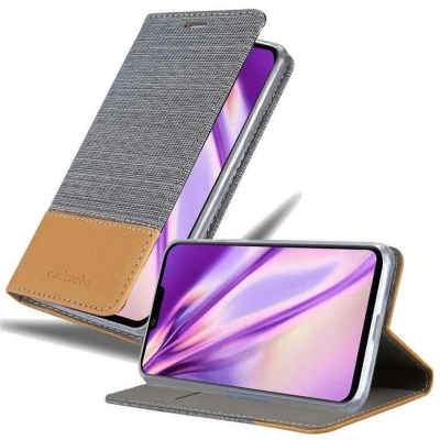 Afbeelding van Cadorabo Hoesje geschikt voor LG G8 ThinQ in LICHTGRIJS BRUIN Beschermhoes met magnetische sluiting, standfunctie en kaartvakje Book Case Cover Etui
