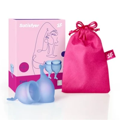 Afbeelding van Satisfyer Feel Secure Menstruatie Cup Set Donkerblauw