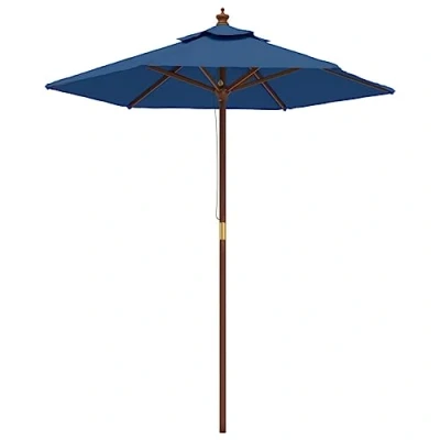 Afbeelding van vidaXL Parasol met houten paal 196x231 cm azuurblauw