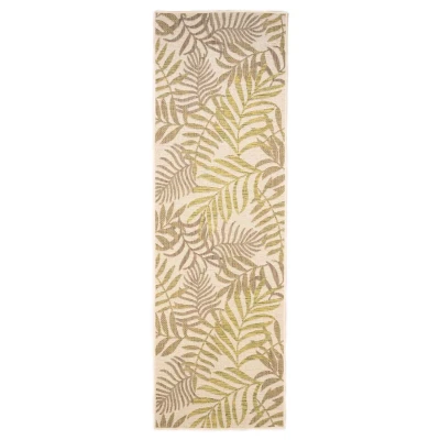 Afbeelding van Balkonkleed Palmbladeren Coastal Breeze Beige/groen 80x250 Cm