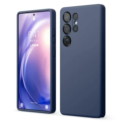 Afbeelding van elago Compatibel met Samsung Galaxy S25 Ultra, vloeibare siliconen hoes, rondom bescherming, krasbestendige zachte microvezelvoering, 17,3 cm (indigo jean)