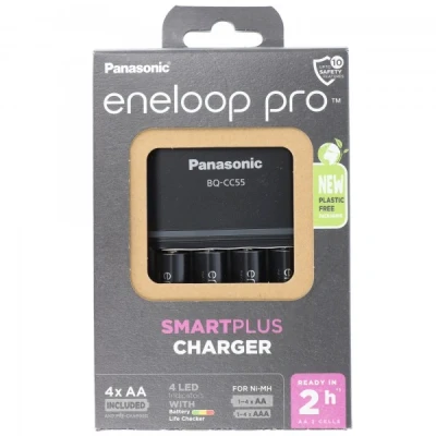 Afbeelding van Panasonic oplaadbare batterij NiMH, universele lader BQ CC55, AA/AAA eneloop pro, incl. batterijen, 4x Mignon 2500mAh, retail
