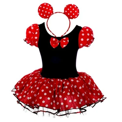 Afbeelding van Lito Angels Minnie Mouse kostuum voor baby&#039;s, meisjes, verjaardag, party, Halloween, carnaval, met muisoren, maat 12 24 maanden
