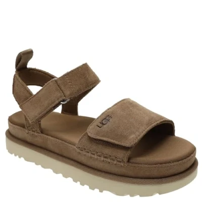 Afbeelding van UGG Goldenstar Sandalen met plateauzool, Dames, Maat: 38, Chestnut Veloursleer