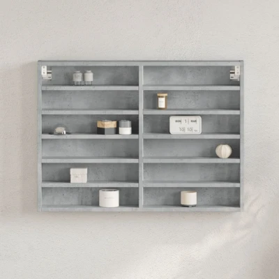 Afbeelding van Vitrinekast 80x8,5x58 cm bewerkt hout betongrijs