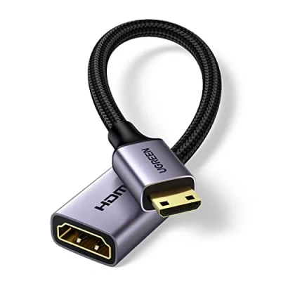 Afbeelding van UGREEN Adapter Mini HDMI naar 4K 60Hz kabel mannelijk bus 18Gpbs 3D Ethernet Arc compatibel met Raspberry Pi Zero Canon EOS 700D Nikon D5300 HDTV 25 cm