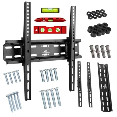 Image de Maclean MC 748 Support pour écran plat métal noir Taille d&#039;écran : 32&quot; 55&quot; montable sur mur