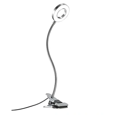 Afbeelding van Eyocean Led leeslamp, dimbare klemlamp voor bedhoofdeinde, slaapkamer, kantoor, 3 modi &amp; 10 dimniveaus, flexibel klemlicht, inclusief CE adapter, 7 W, zilver