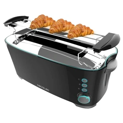 Afbeelding van Cecotec Broodrooster Vertical Toast &amp; Taste Extra Double B. 1350 W vermogen, dubbele lange sleuf voor 2 toast, automatische uitschakeling en pop up, roestvrij staal, bovenste staven