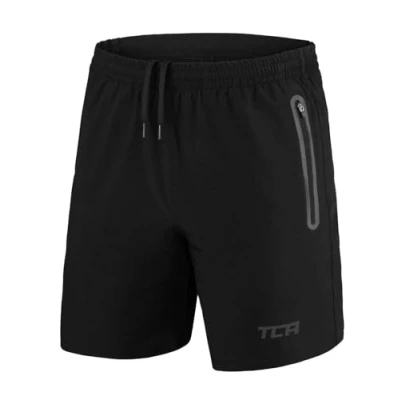 Afbeelding van TCA Elite Tech sport of hardloopshort voor heren, licht, met zakken ritssluiting, zwart/zwart