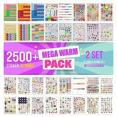 Afbeelding van colortouch 2500 stuks stickers, 32 vellen stickers voor maandplanner, kalender, planner, dagboek, notitieboek, album, decoratie,