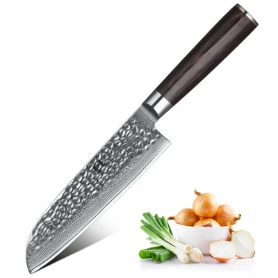 Afbeelding van Xinzuo B1H Series Santokumes Professioneel Gehamerd Damascus staal (67 laags met kern van 10Cr15CoMoV) Vlijmscherp keukenmes Inclusief geschenkdoos