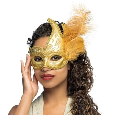 Afbeelding van Boland Oogmasker Venice prezioso Goud Volwassenen Burlesque 20&#039;s Roaring Twenties