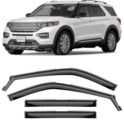 Afbeelding van CLIM ART Set van 4 autodeflectoren voor/compatibel met Ford Explorer 2020 2024 SUV, luchtspoiler, autospoiler, insteekbaar